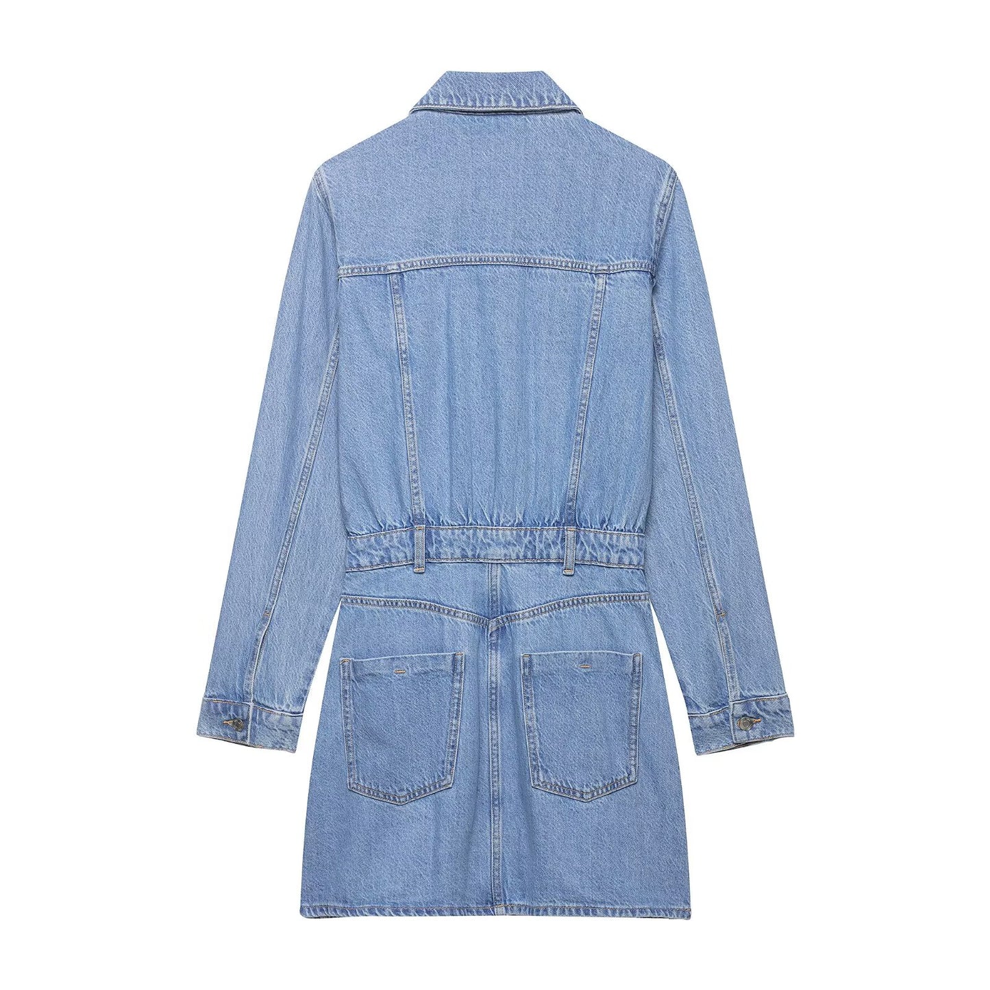 Women’s Slim Fit Denim Shirt Dress – Casual Office Button-Up Mini Dress