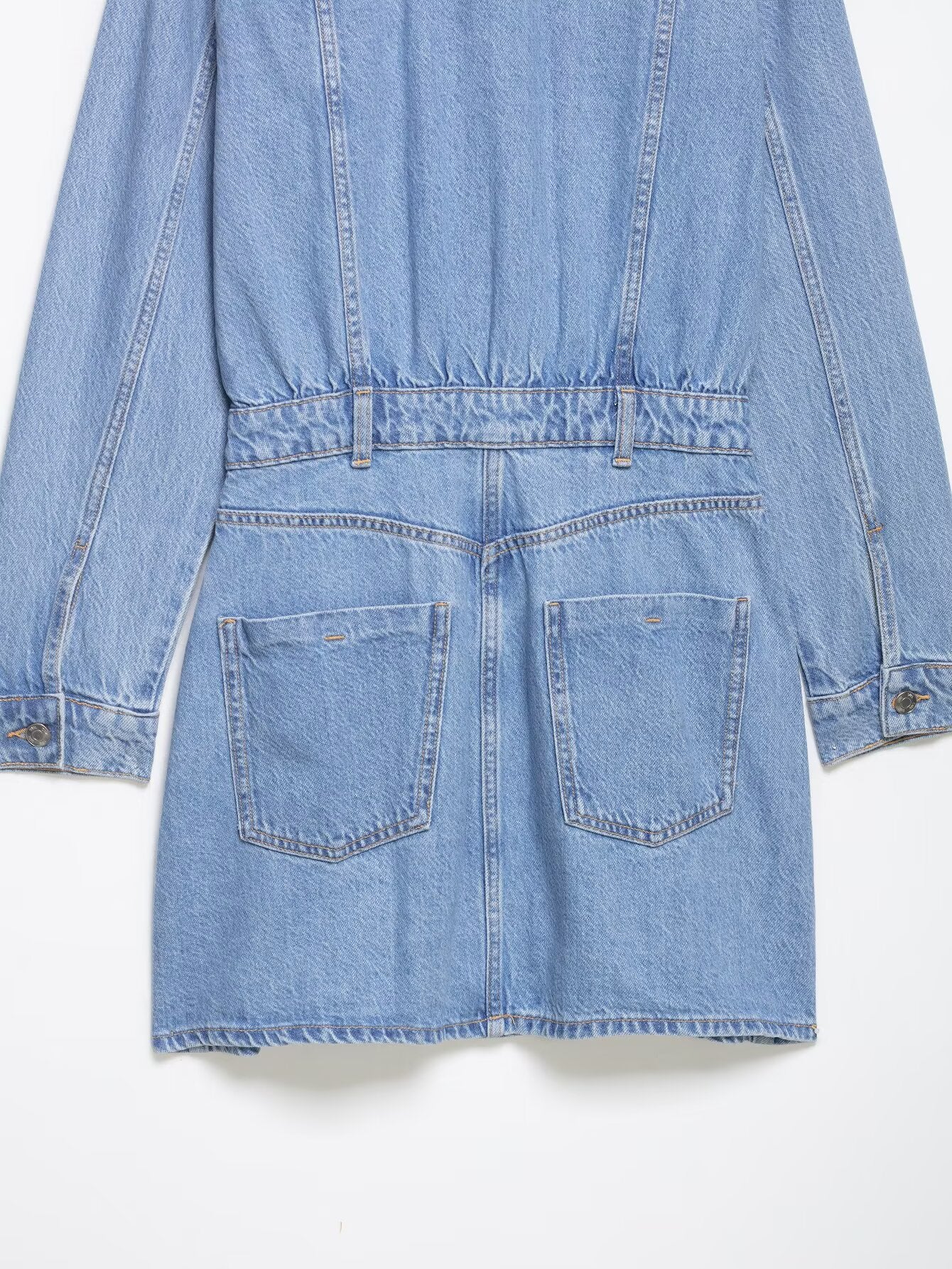 Women’s Slim Fit Denim Shirt Dress – Casual Office Button-Up Mini Dress