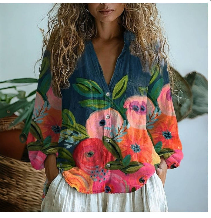 3D Printed Abstract Pattern Women's Long-Sleeved Blouse – Fashion Meets Comfort