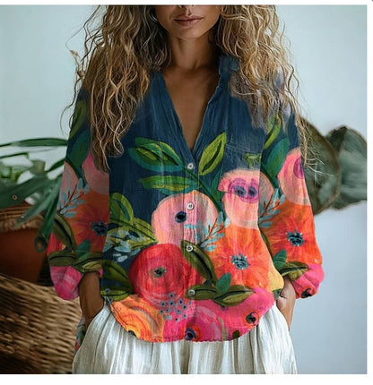 3D Printed Abstract Pattern Women's Long-Sleeved Blouse – Fashion Meets Comfort