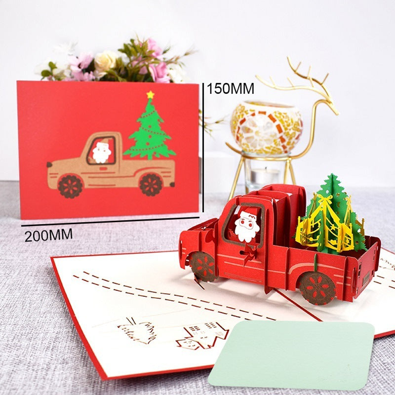 3D Merry Christmas Cards Christmas Tree Winter Gift Pop-Up Cards Christmas Decoration Stickers