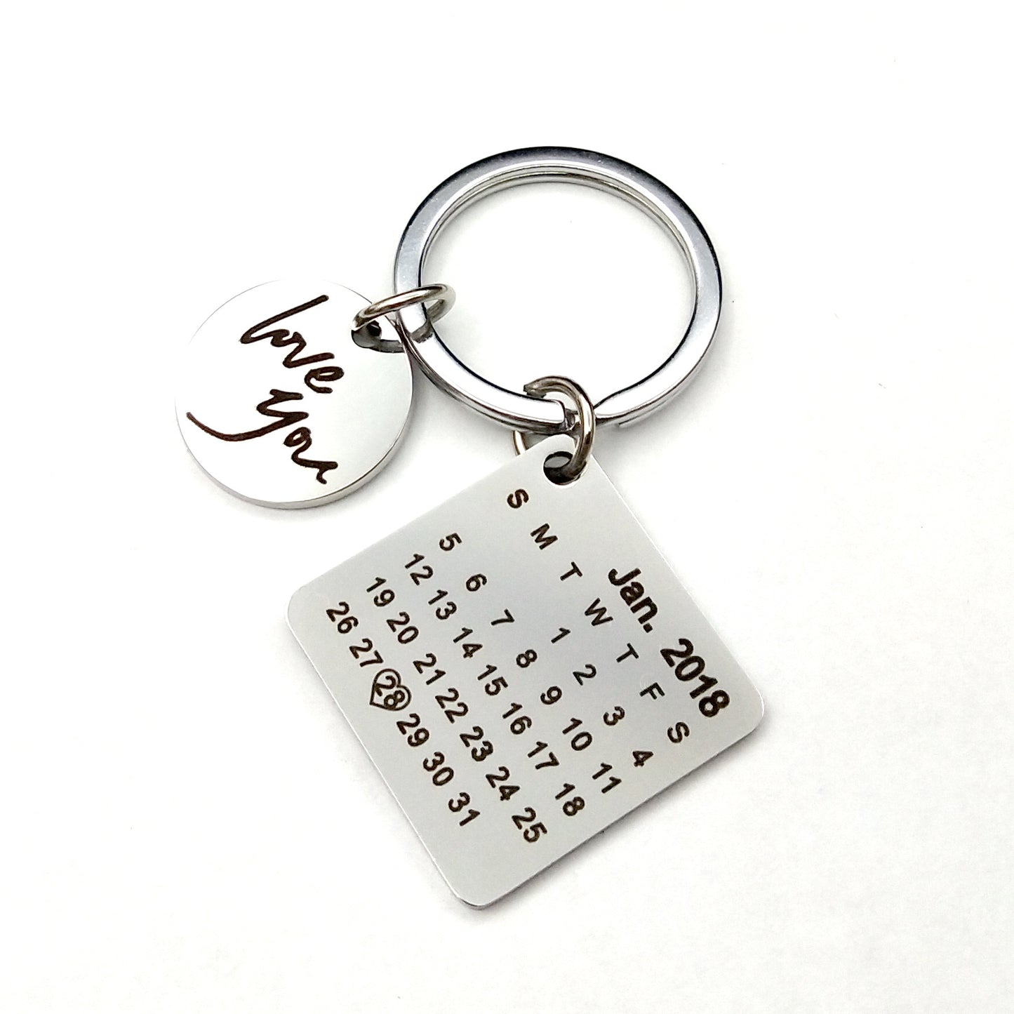 Custom DIY Personalized Calendar Keychain Hand Carved Calendar Keyring Gift For Boyfriend Girlfriend Stainless Steel Private - myETYN