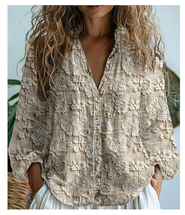 3D Printed Abstract Pattern Women's Long-Sleeved Blouse – Fashion Meets Comfort