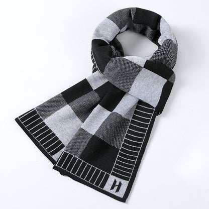 Cashmere Plaid Long Men's Scarf With Neck - myETYN