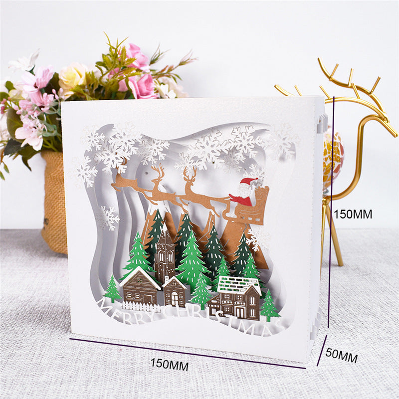 3D Merry Christmas Cards Christmas Tree Winter Gift Pop-Up Cards Christmas Decoration Stickers