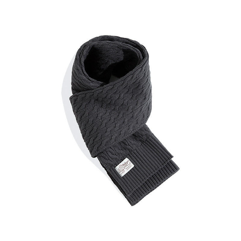 Retro Twist Knitted Wool Scarf With Wool Solid Color Warm Scarf Men Trendy - myETYN