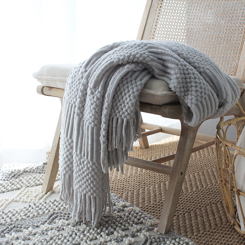 Nordic Woolen Knitted Bubble Sofa Blanket