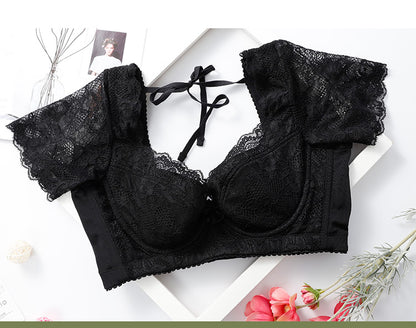 Sexy gather thin sweet lace bra