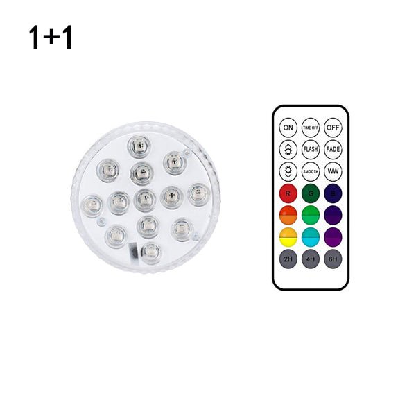 13 Led Submersible Light for Swimming Pool Garden Fountain Bathroom IP68 Waterproof Underwater Lamp with Suction Cup RF Remote - myetyn