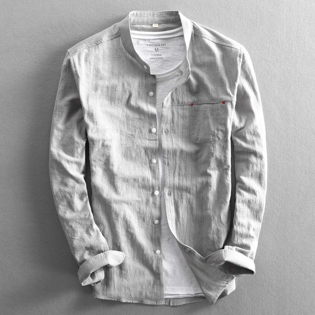 Casual Linen Shirt Slim Long Sleeves Cotton Linen