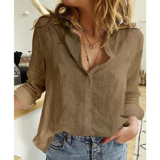 Slub Cotton Temperament Beautiful And Thin Ladies Shirt