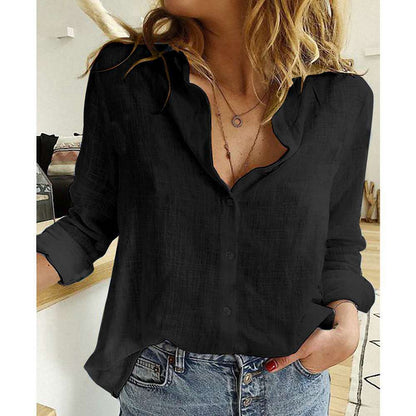 Slub Cotton Temperament Beautiful And Thin Ladies Shirt
