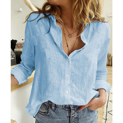 Slub Cotton Temperament Beautiful And Thin Ladies Shirt