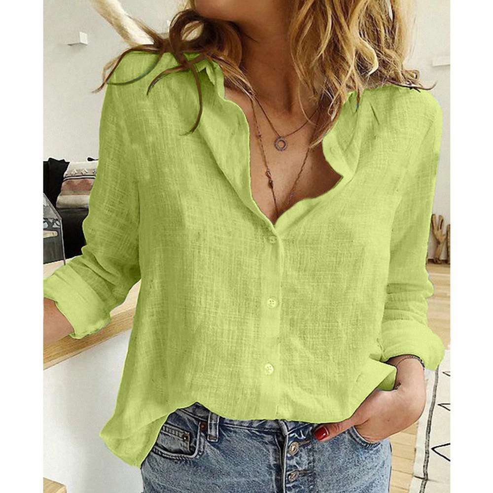 Slub Cotton Temperament Beautiful And Thin Ladies Shirt