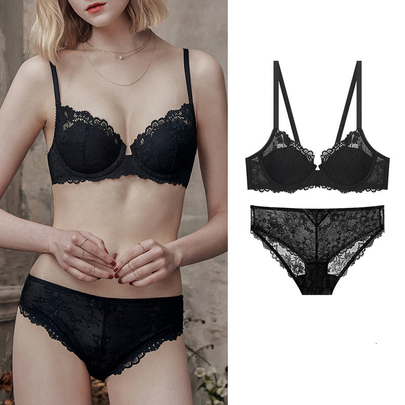 Bra Set – Small Chest Gathering, Anti-Sagging, Sexy Lace Design