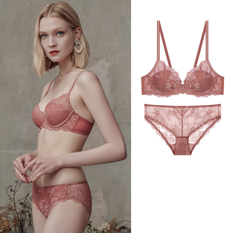 Bra Set – Small Chest Gathering, Anti-Sagging, Sexy Lace Design
