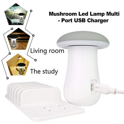 2 In 1 Multifunction Mushroom Lamp LED Lamp Holder USB Charger Home Office Supplies - myetyn