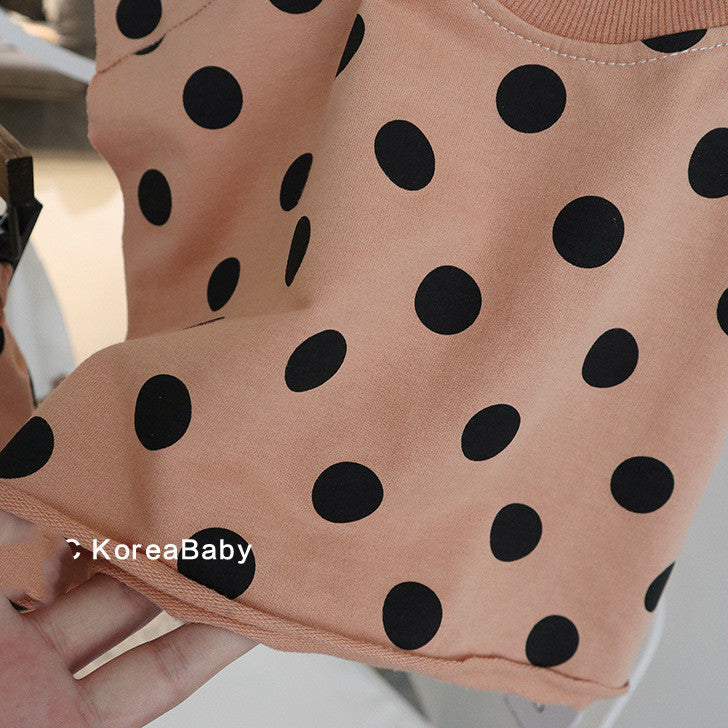 Cotton Polka Dot Set Short Sleeves  Shorts Korean Baby Wear