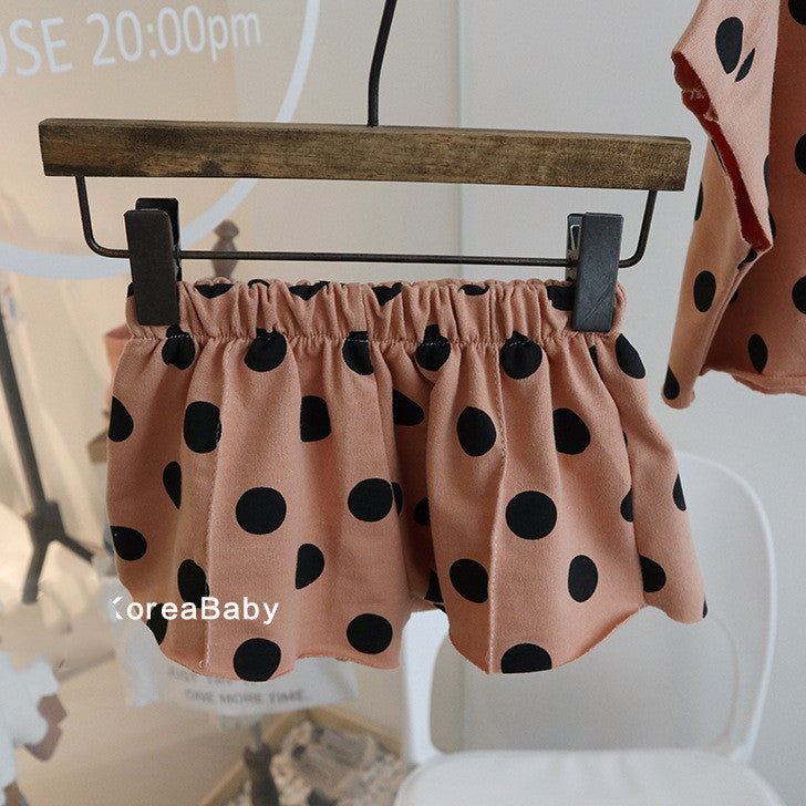 Cotton Polka Dot Set Short Sleeves  Shorts Korean Baby Wear