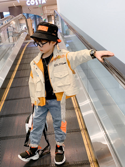 Children's Spring And Autumn Cropped Windbreaker Jacket