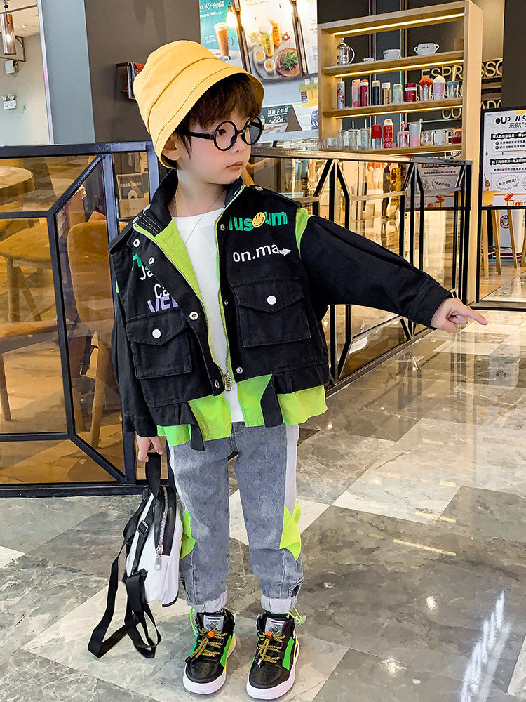 Children's Spring And Autumn Cropped Windbreaker Jacket