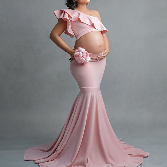 Fashion Slim Lace Strapless Sleeveless Long Dress For Pregnant Women - myETYN