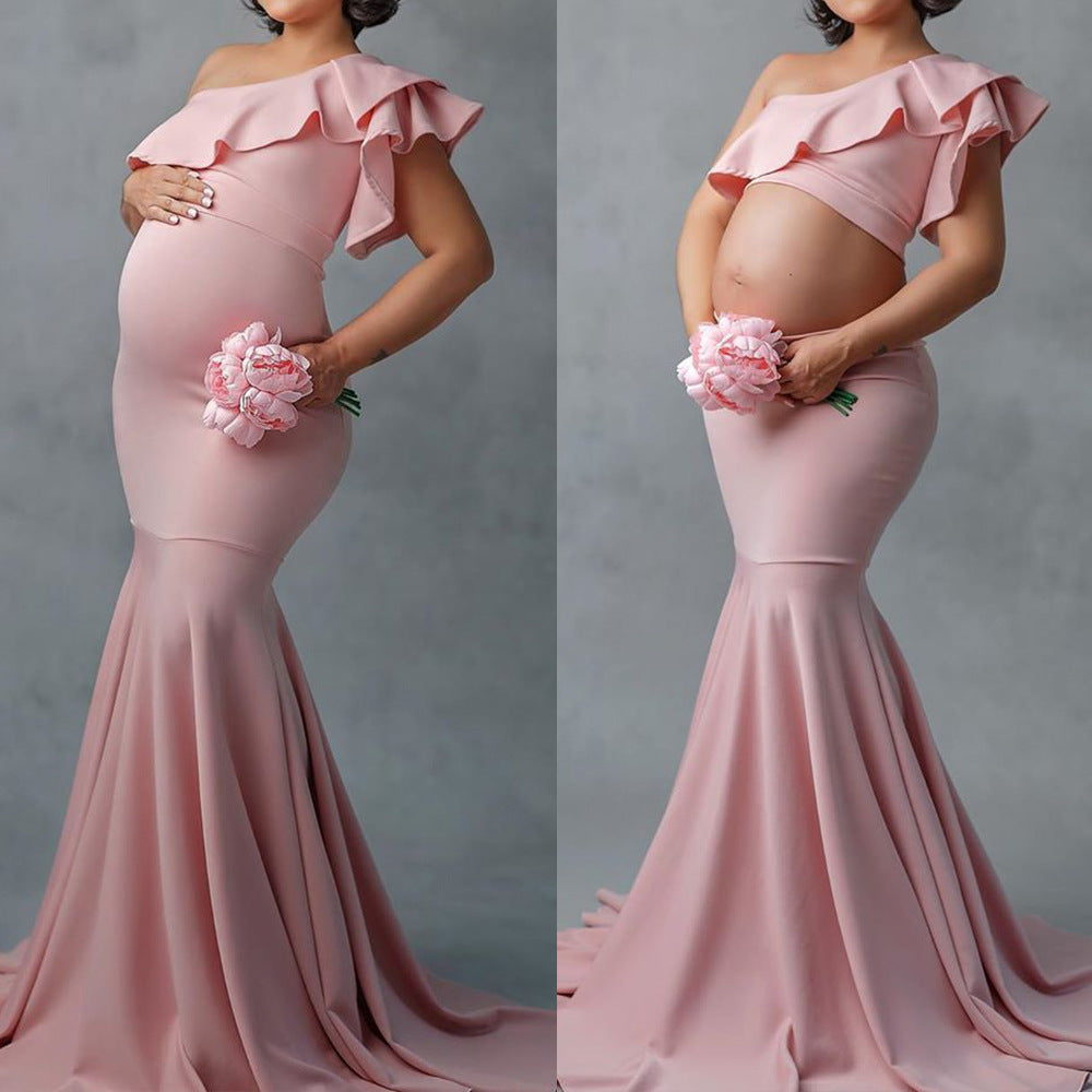 Fashion Slim Lace Strapless Sleeveless Long Dress For Pregnant Women - myETYN