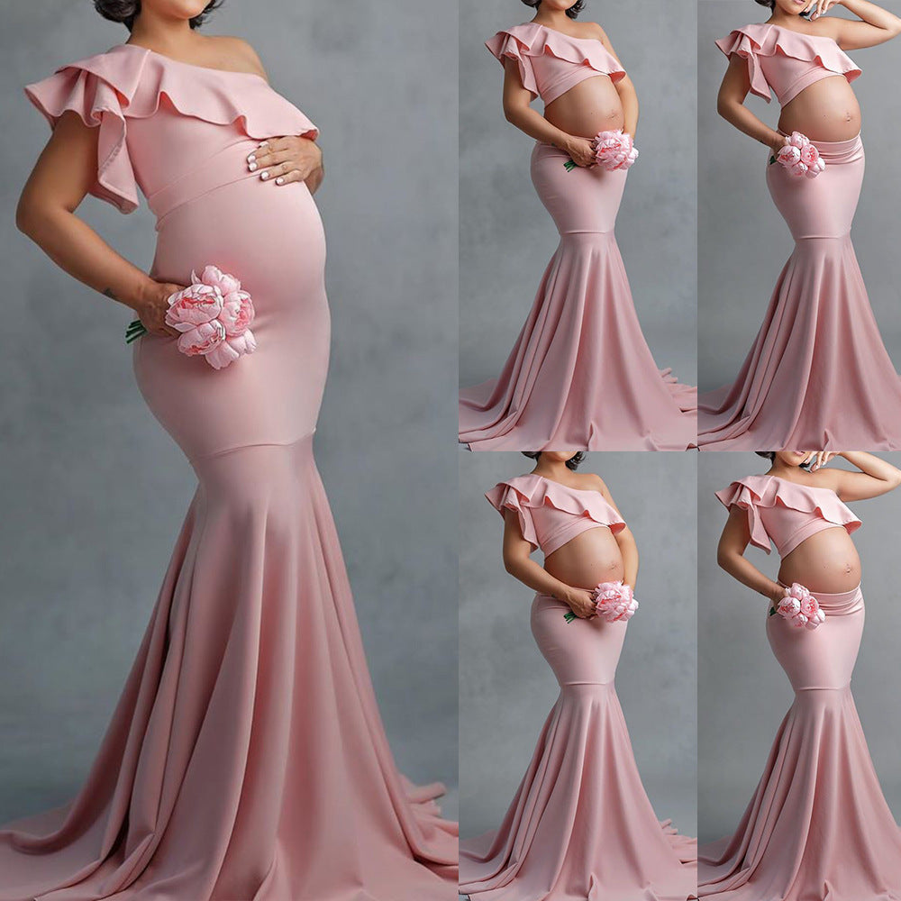 Fashion Slim Lace Strapless Sleeveless Long Dress For Pregnant Women - myETYN