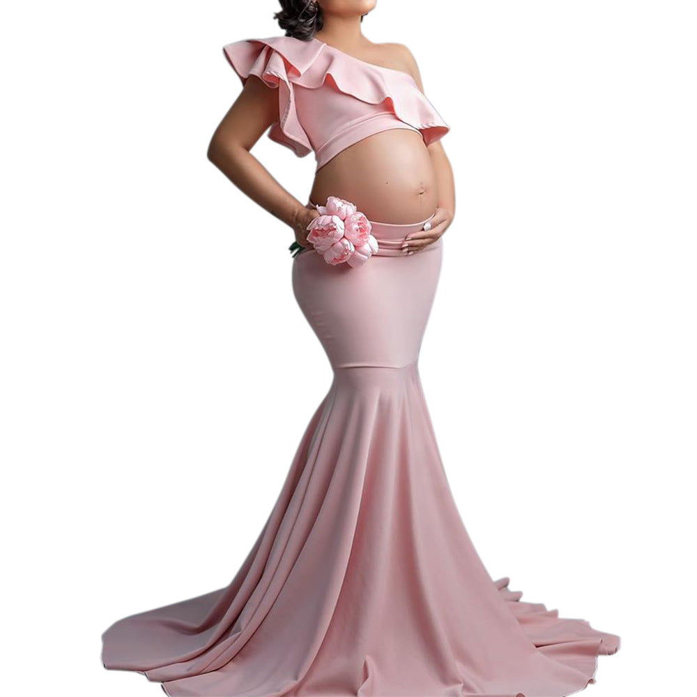 Fashion Slim Lace Strapless Sleeveless Long Dress For Pregnant Women - myETYN