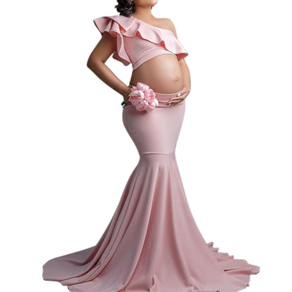 Fashion Slim Lace Strapless Sleeveless Long Dress For Pregnant Women - myETYN