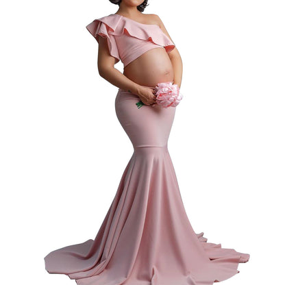 Fashion Slim Lace Strapless Sleeveless Long Dress For Pregnant Women - myETYN