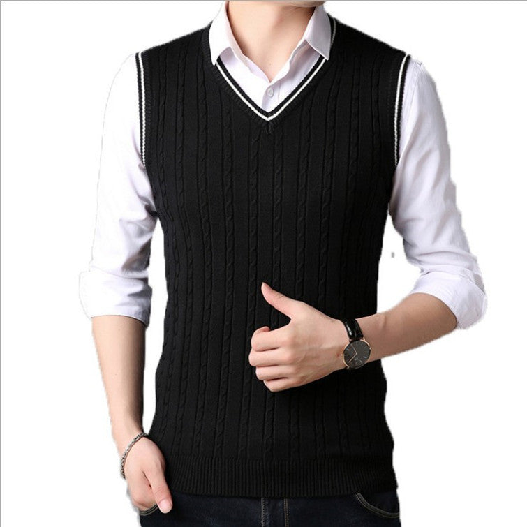 New Men's Sweater Vest Fashion Casual V Neck Sweater Vest Vest Men - myETYN