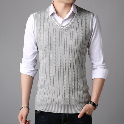 New Men's Sweater Vest Fashion Casual V Neck Sweater Vest Vest Men - myETYN