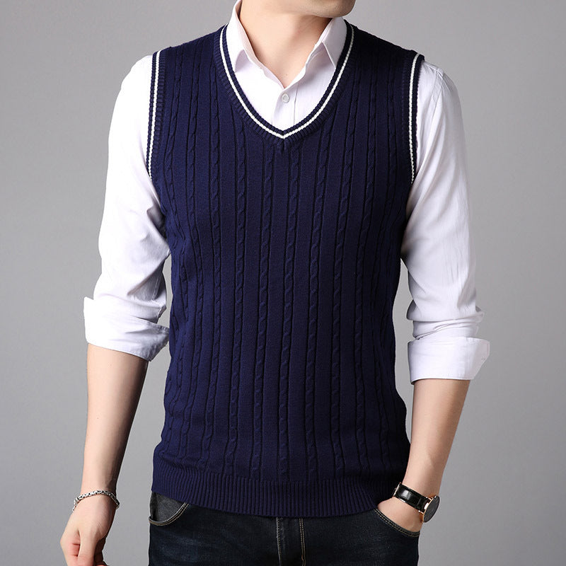 New Men's Sweater Vest Fashion Casual V Neck Sweater Vest Vest Men - myETYN