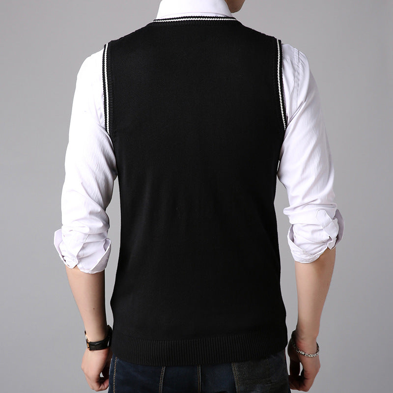 New Men's Sweater Vest Fashion Casual V Neck Sweater Vest Vest Men - myETYN