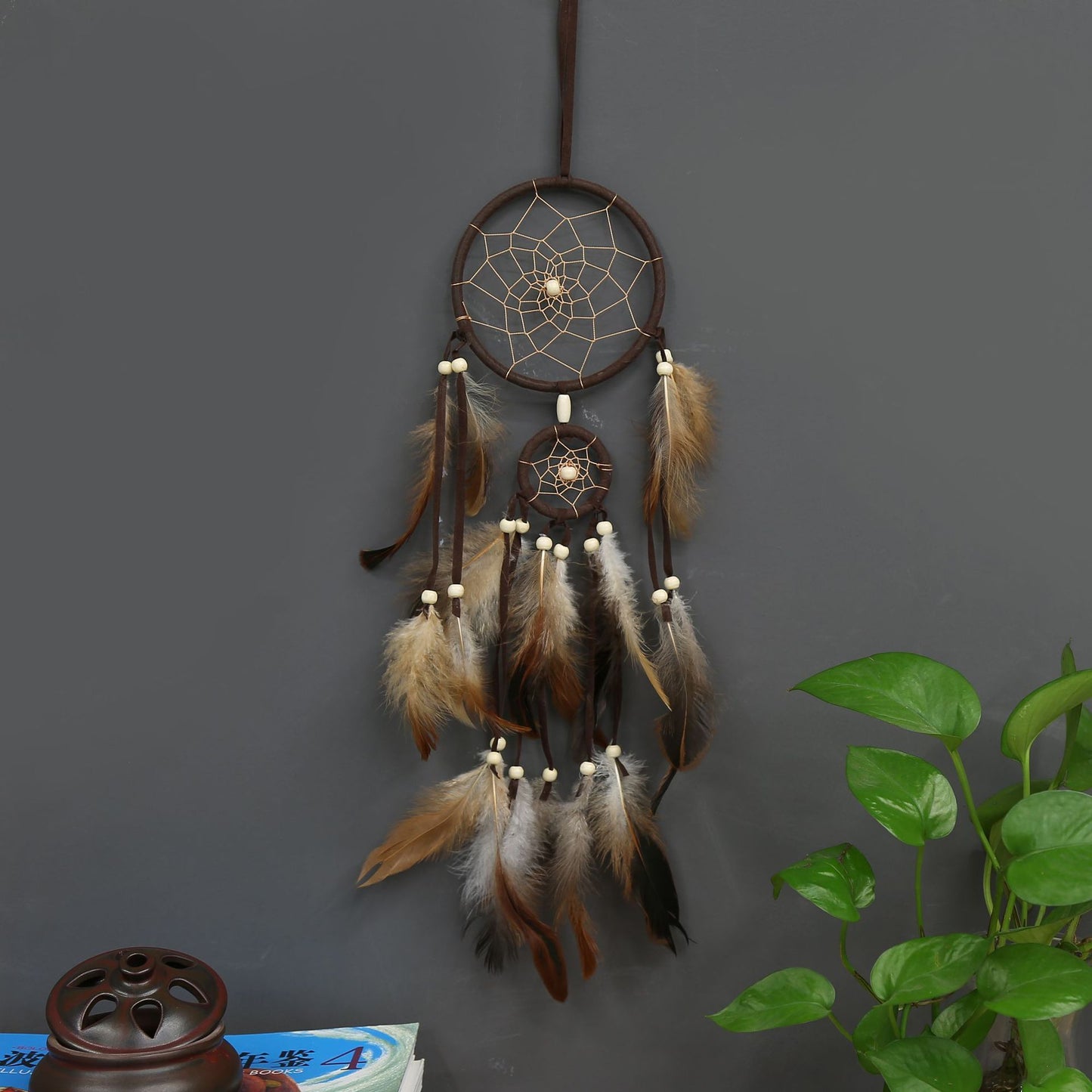 Two-ring Indian Style Dream Catcher Pendant