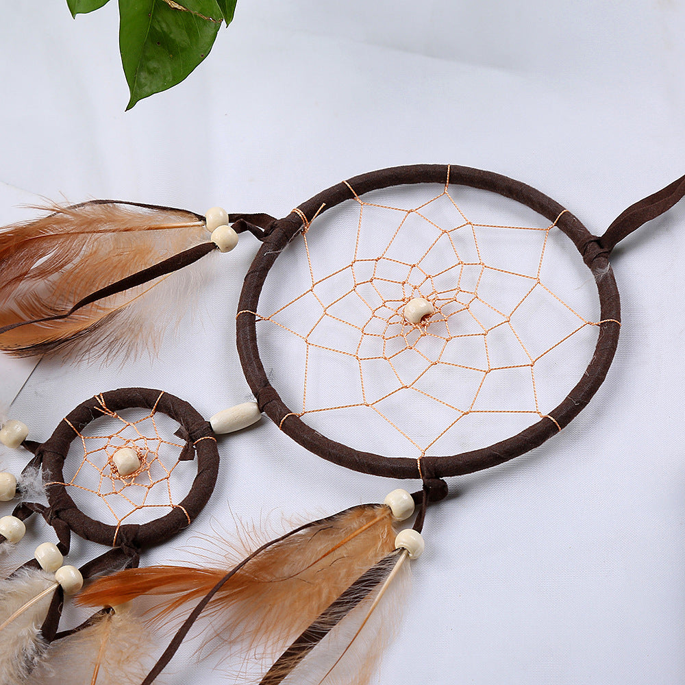 Two-ring Indian Style Dream Catcher Pendant