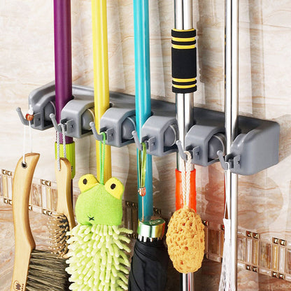 Plastic Mop Hook Wall Hanging Multifunctional Card Holder Drop Mop Rack Bathroom Broom Hanger - myETYN