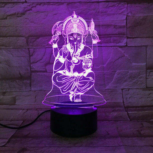 3D Night Light Indian Mythology Elephant Head God Creative Gift Table Lamp - myetyn