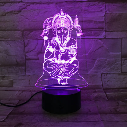 3D Night Light Indian Mythology Elephant Head God Creative Gift Table Lamp