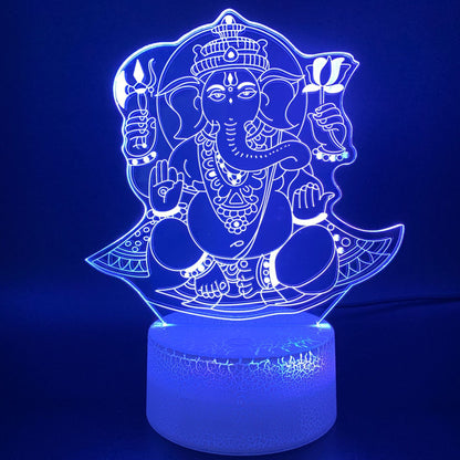 3D Night Light Indian Mythology Elephant Head God Creative Gift Table Lamp