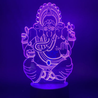 3D Night Light Indian Mythology Elephant Head God Creative Gift Table Lamp - myetyn