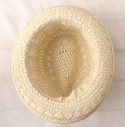 Straw Hat Parent-child Breathable Jazz Hat tide British Top Hat Summer Men's Panama Hat Children's Beach Sun