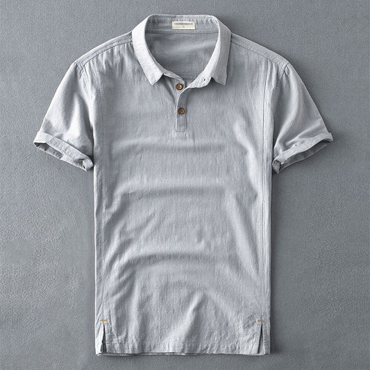 Men's Linen Short-sleeved Shirt Cotton And Linen Thin