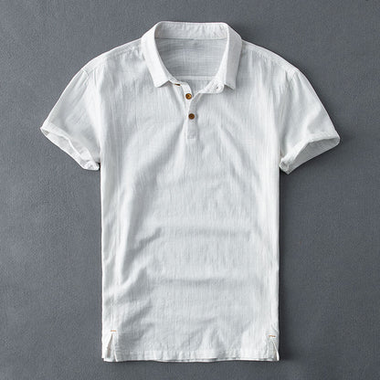 Men's Linen Short-sleeved Shirt Cotton And Linen Thin