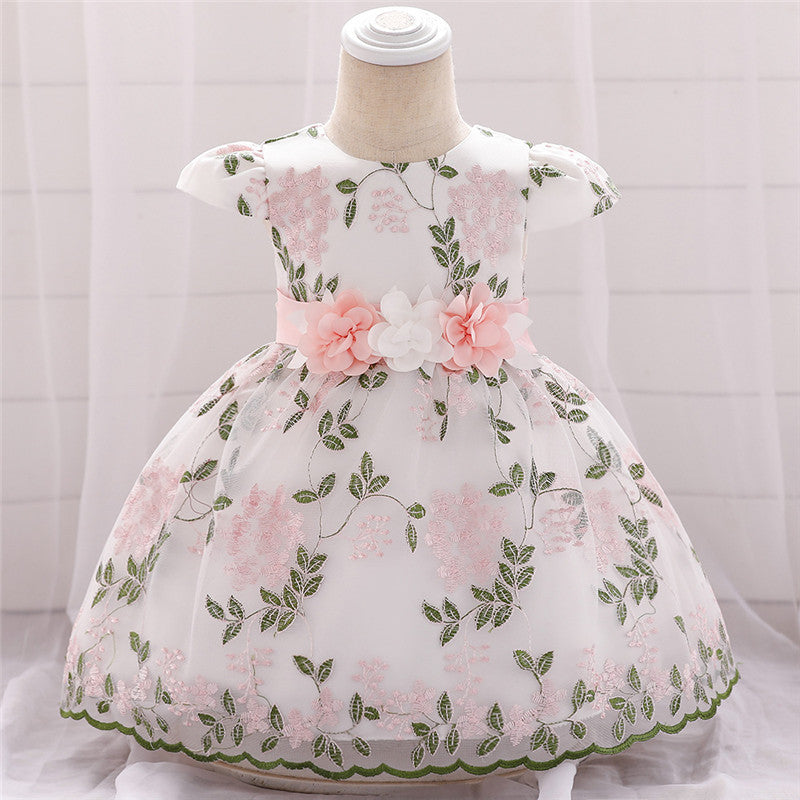 Embroidered Princess Dress Cotton Bowknot Children's Performance Dress