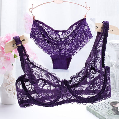 Flirting French Ultra-Thin Lingerie Bras And Panties Set For Women - myETYN