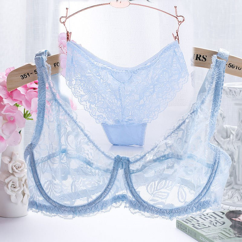 Flirting French Ultra-Thin Lingerie Bras And Panties Set For Women - myETYN