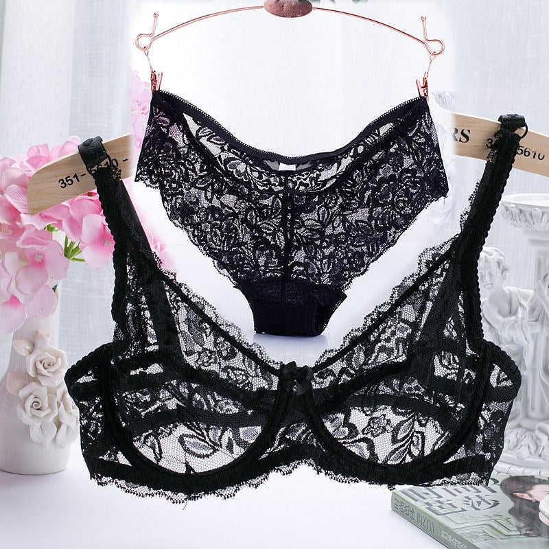 Flirting French Ultra-Thin Lingerie Bras And Panties Set For Women - myETYN