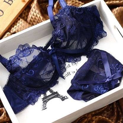 Flirting French Ultra-Thin Lingerie Bras And Panties Set For Women - myETYN